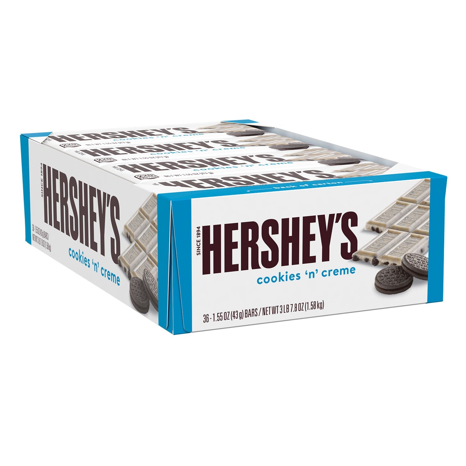 HERSHEY'S Cookies 'n' Creme Candy Bar, 1.55 Oz, 36 Count - My Store wholesale supplier Aonecostumer