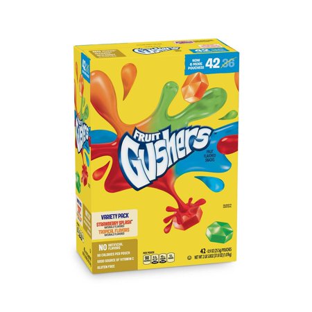 Fruit Gushers Fruit Flavored Snacks, 0.8 Oz, Assorted Flavors, Box of 42 Pouches - My Store wholesale supplier Aonecostumer