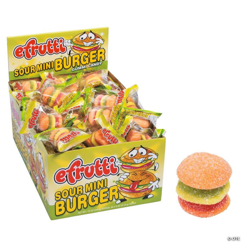 21 oz. Efrutti® Mini Burger Sour Gummy Candy – 60 Pc. - Soft & Chewy Candy OTC wholesale supplier Aonecostumer