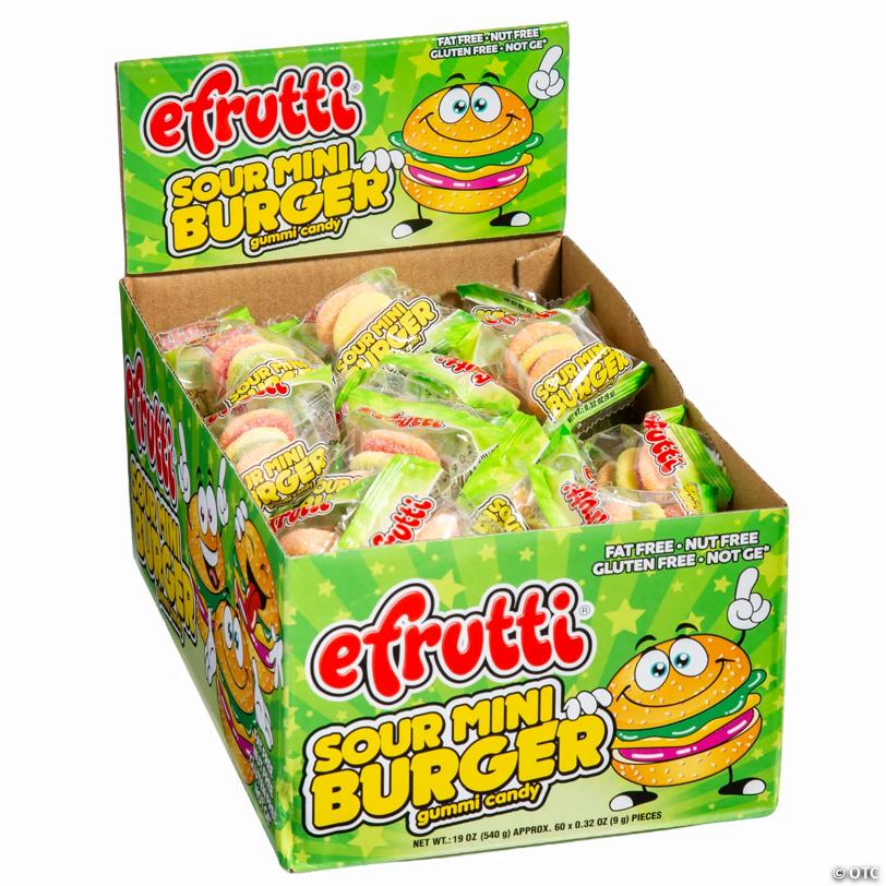 21 oz. Efrutti® Mini Burger Sour Gummy Candy – 60 Pc. - Soft & Chewy Candy OTC wholesale supplier Aonecostumer