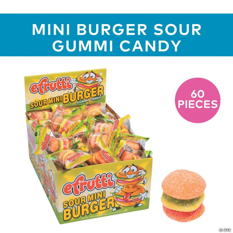 21 oz. Efrutti® Mini Burger Sour Gummy Candy – 60 Pc. - Soft & Chewy Candy OTC wholesale supplier Aonecostumer