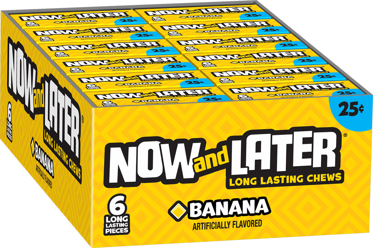 Now and Later Original Banana Chews Candy Bar 0.93 Oz (24 Count) - My Store wholesale supplier Aonecostumer