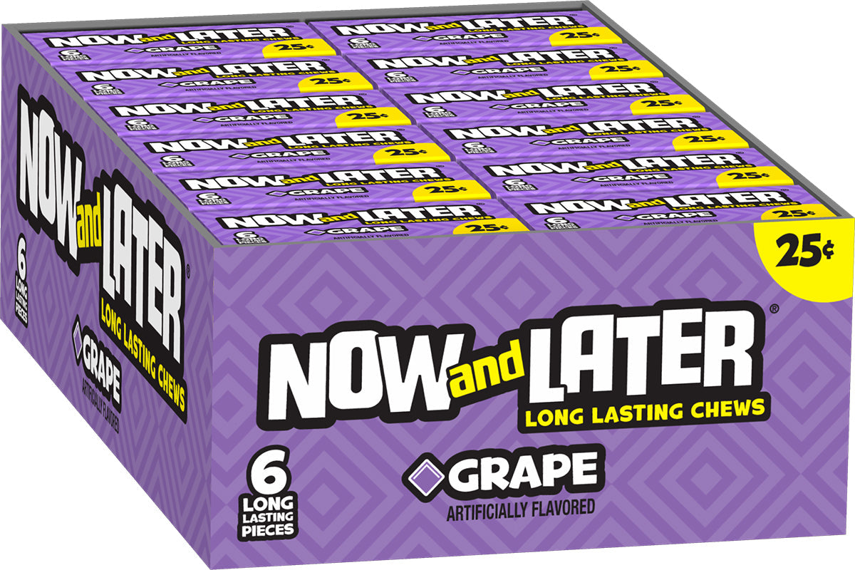 Now and Later Original Grape Taffy Chewy Candy 0.93oz (Box of 24) - My Store wholesale supplier Aonecostumer