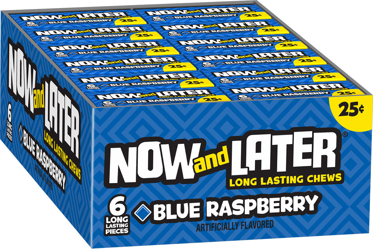 Now and Later Original Blue Raspberry Taffy Chews Candy 0.93oz (Box of 24). - My Store wholesale supplier Aonecostumer
