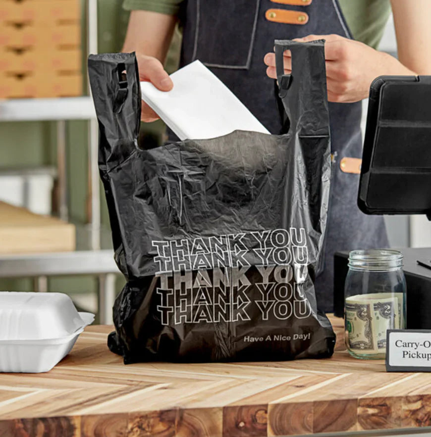 Black T-Shirt Carry-Out Bags - 1000 Pack - A1 WHOLESALE LLC wholesale supplier Aonecostumer