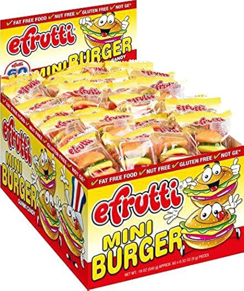 eFruitti MINI BURGER GUMMIES 8/60 COUNT - My Store wholesale supplier Aonecostumer
