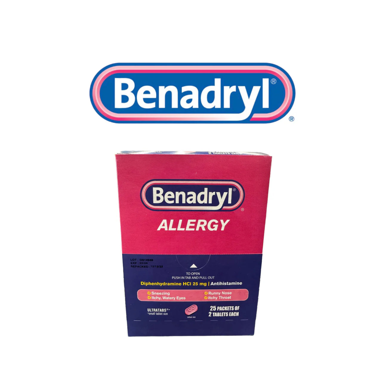 Benadryl Allergy Tablet 2pk- 25ct - A1 WHOLESALE LLC wholesale supplier Aonecostumer