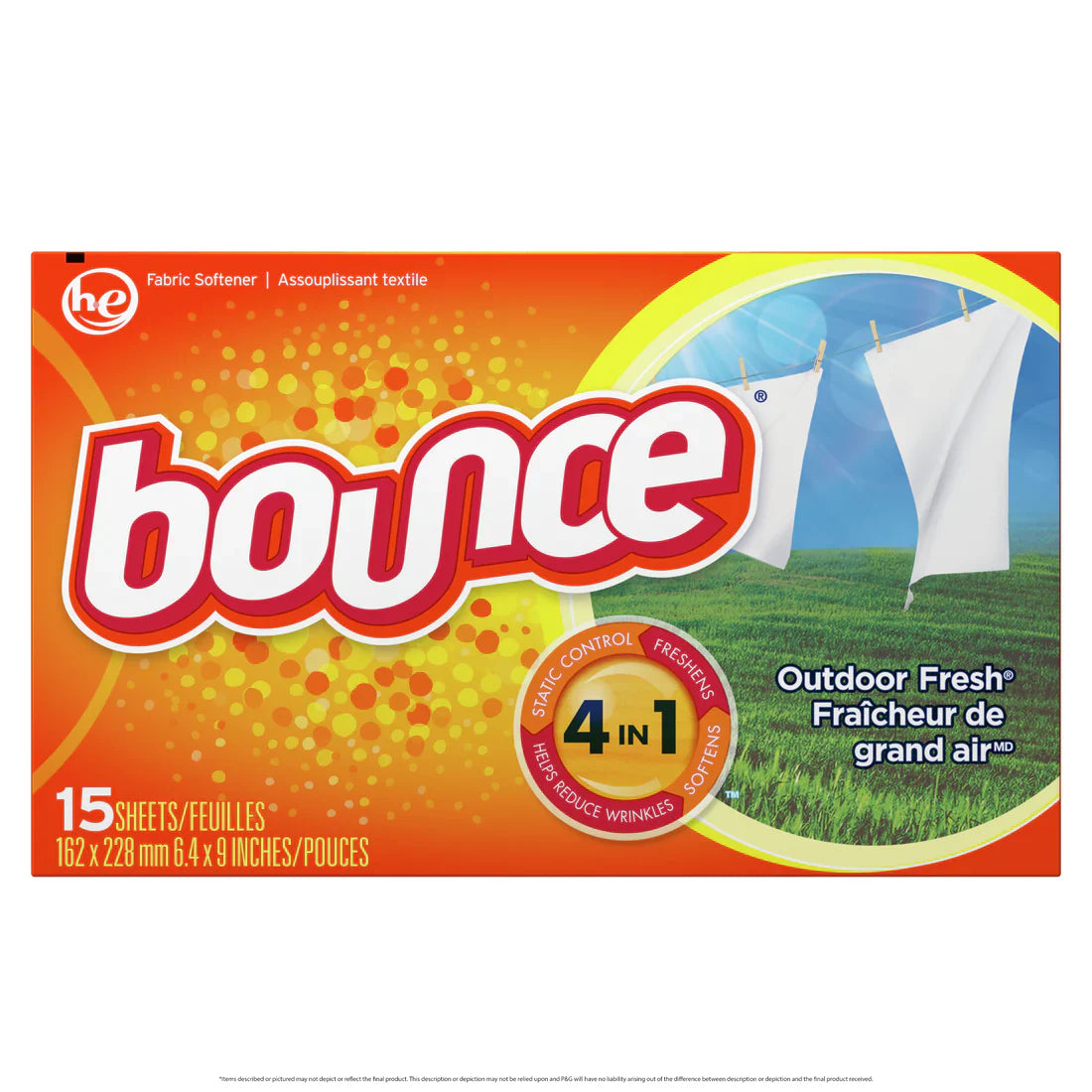 Bounce Outdoor Fresh Scented Fabric Softener Dryer Sheets - 15ct/15pk - A1 WHOLESALE LLC wholesale supplier Aonecostumer