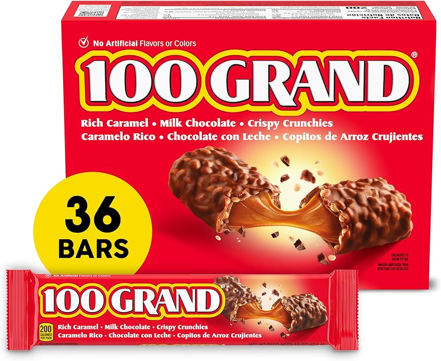 Crispy Milk Chocolate with Caramel 100 Grand Share Size Individually Wrapped Candy Bars 2.2 Oz 24 Ct - My Store wholesale supplier Aonecostumer