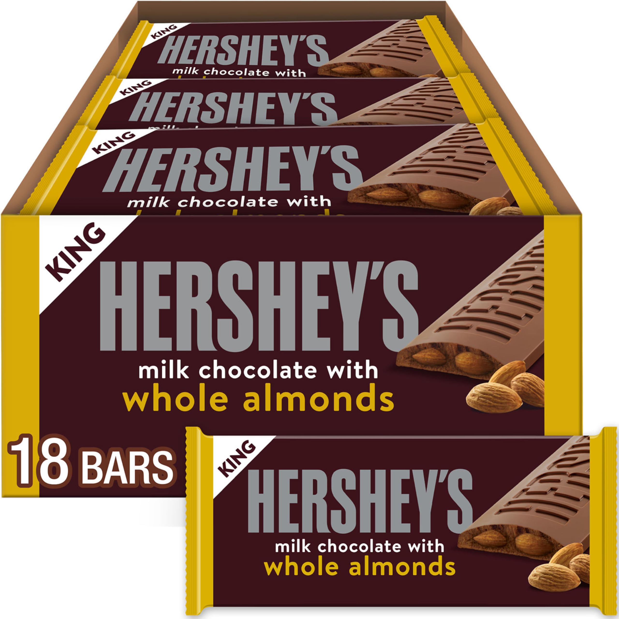 Hershey's Milk Chocolate with Almonds Candy Bar, King Size ,2.6 Oz - My Store wholesale supplier Aonecostumer