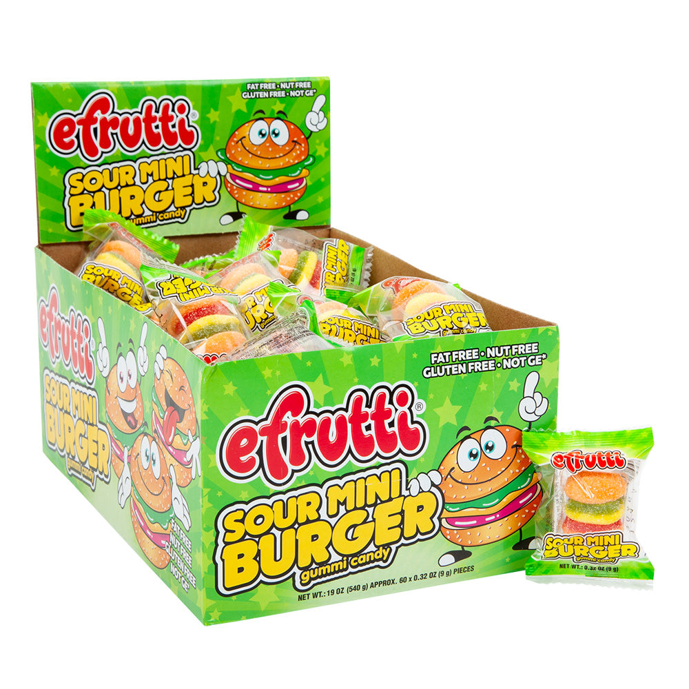 EFruitti SOUR MINI BURGER GUMMIES 8/60 COUNT - My Store wholesale supplier Aonecostumer