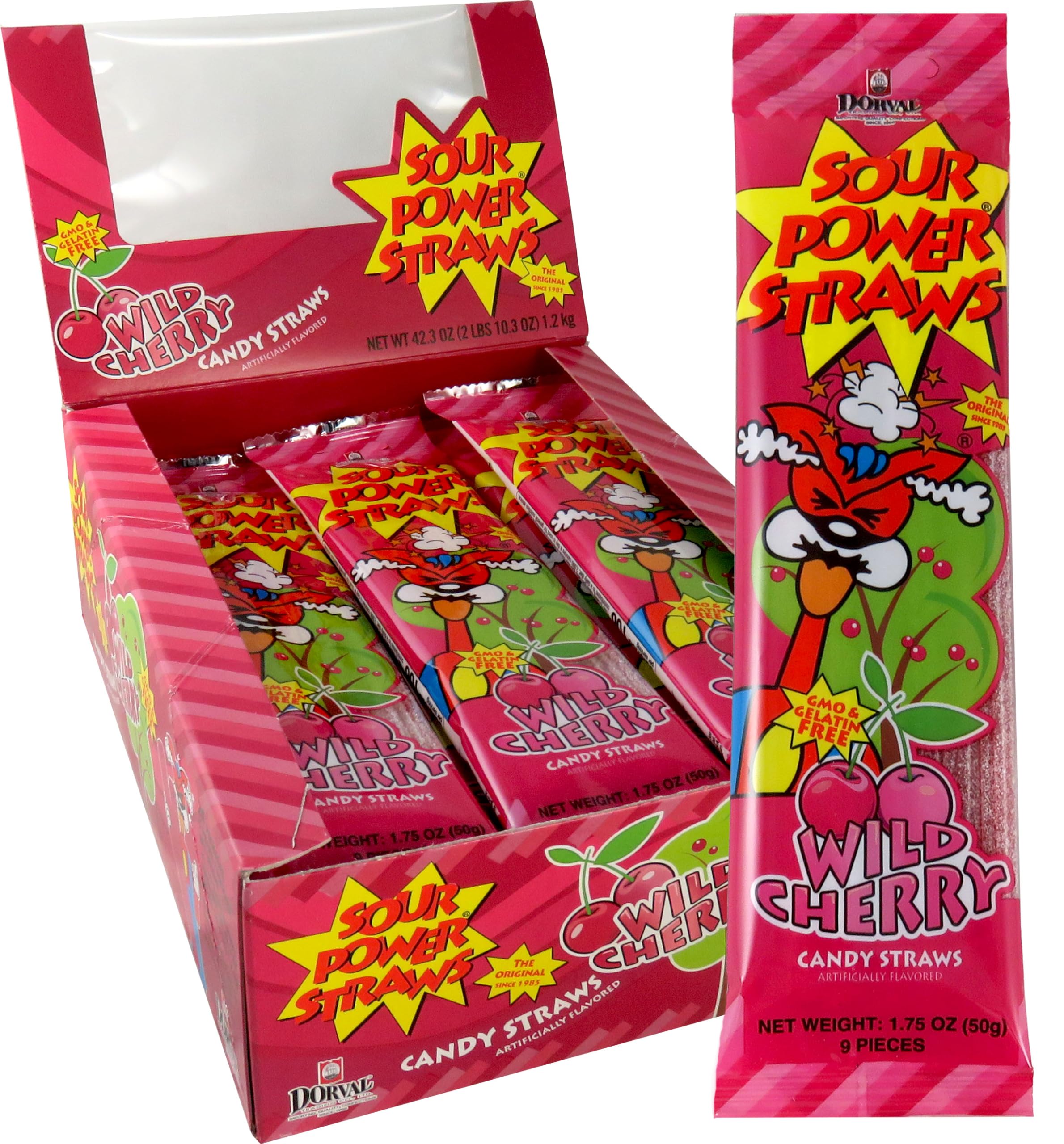 Sour Power Candy Straws, Wild Cherry, 1.75 oz (Pack of 24) - My Store wholesale supplier Aonecostumer