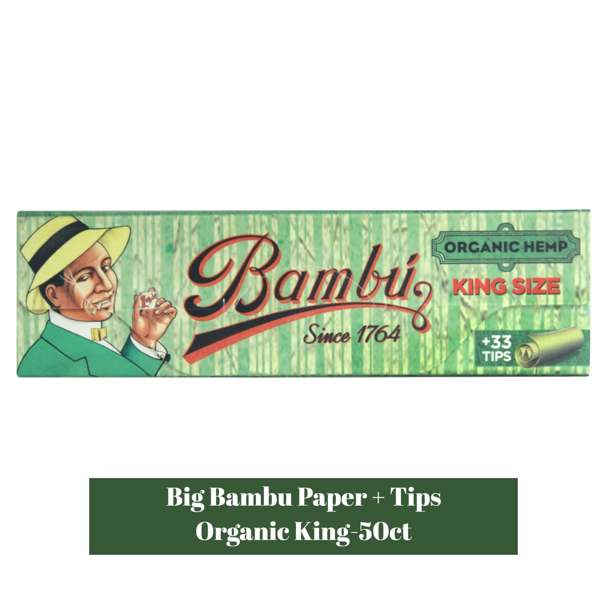 Big Bambu Paper + Tips Organic King- 50ct - Rolling Papers Big Bambu wholesale supplier Aonecostumer