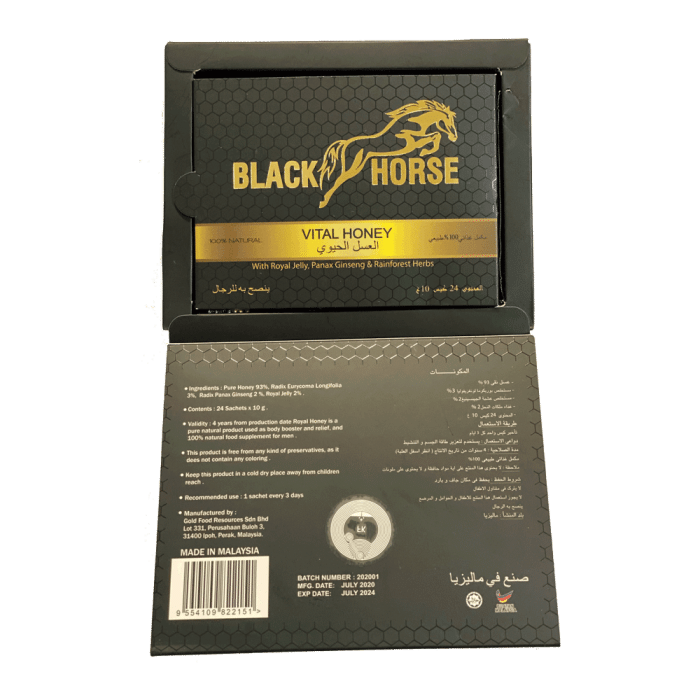Black Horse Royal Honey – 24 Packs x 10 Grams - Honey Black Horse wholesale supplier Aonecostumer