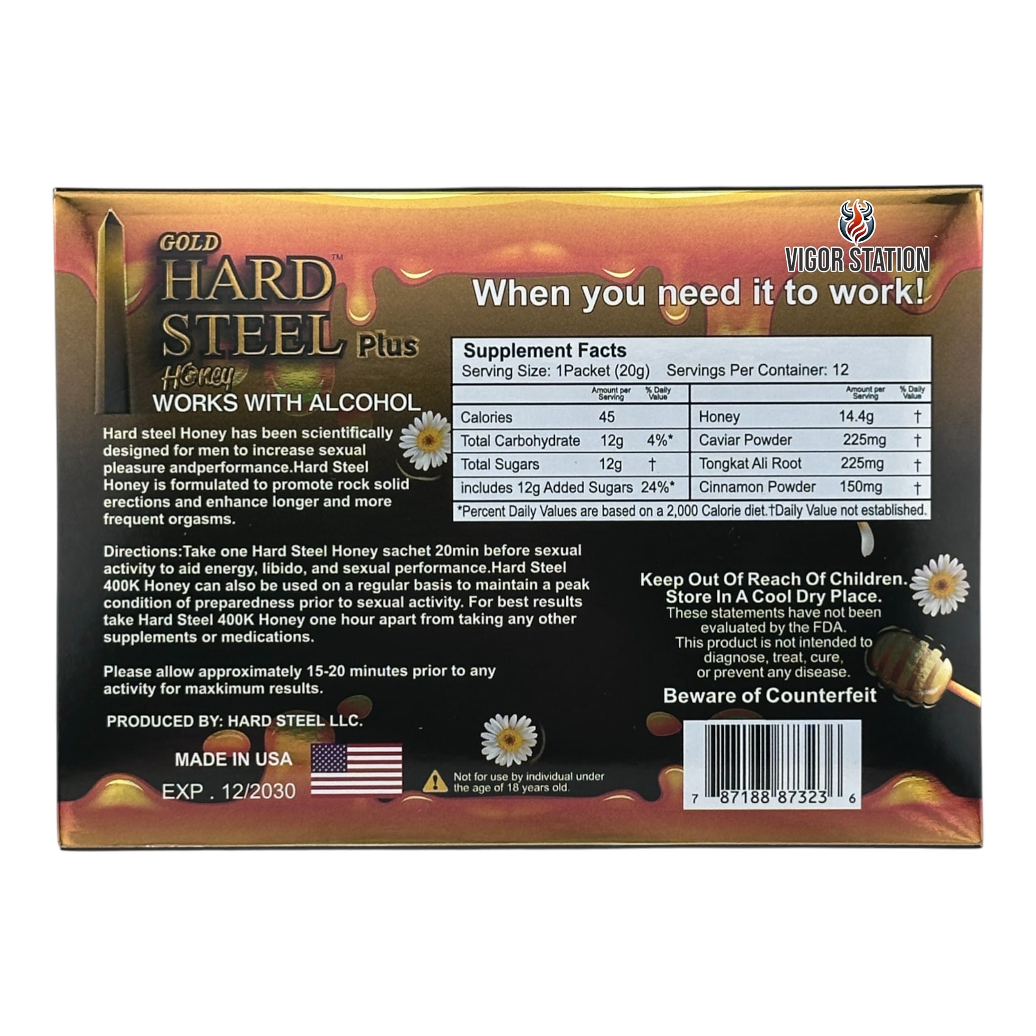 Gold Hard Steel Plus Honey – 12 Pack - Honey Packs Hard Steel wholesale supplier Aonecostumer