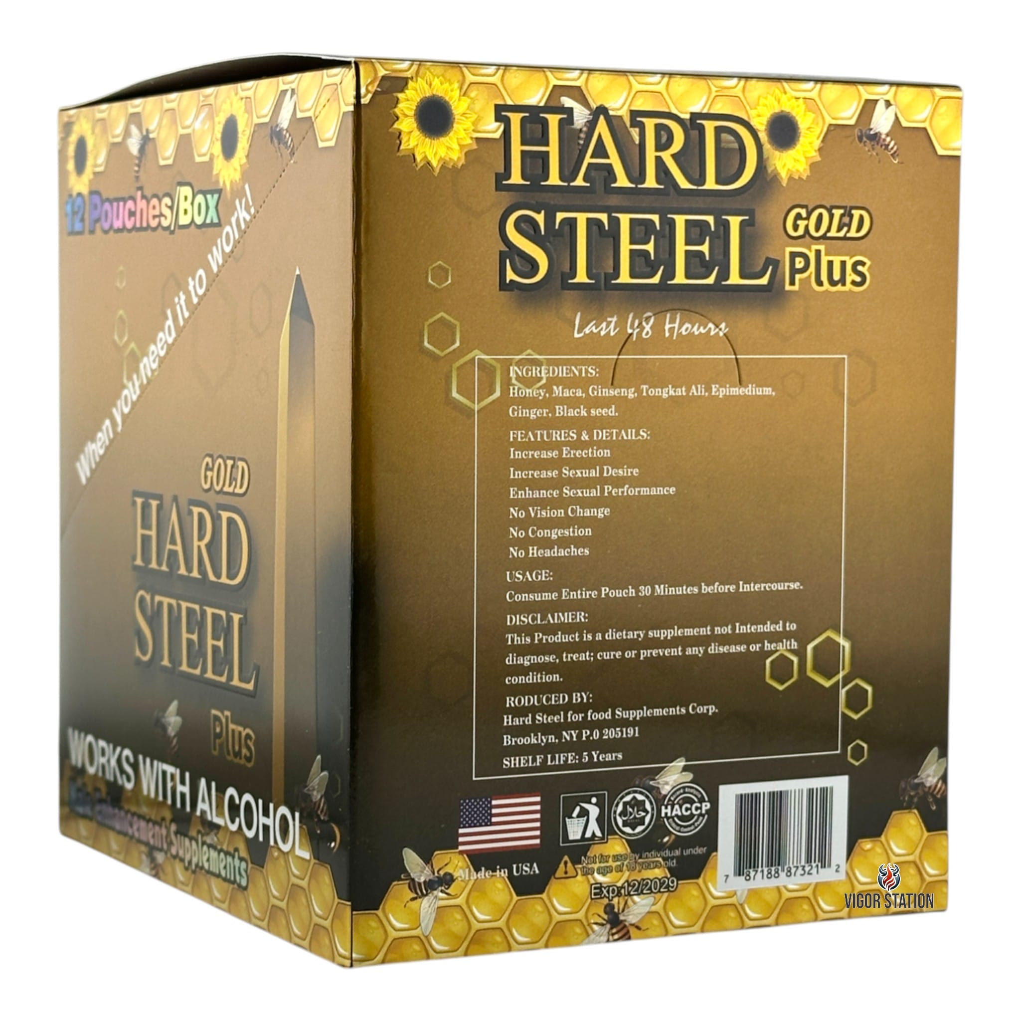Gold Hard Steel Plus Honey – 12 Pouches - Honey Packs Hard Steel wholesale supplier Aonecostumer