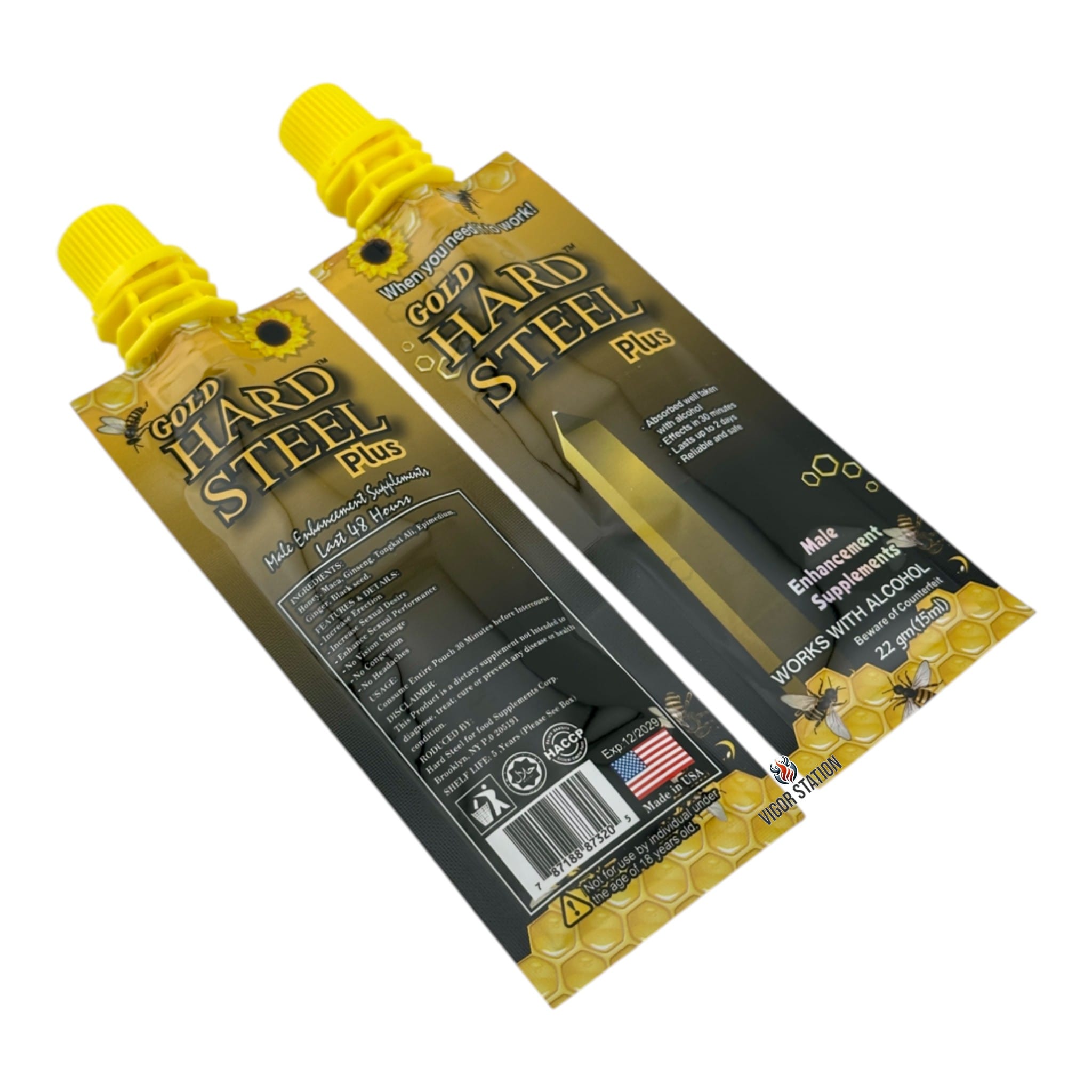 Gold Hard Steel Plus Honey – 12 Pouches - Honey Packs Hard Steel wholesale supplier Aonecostumer