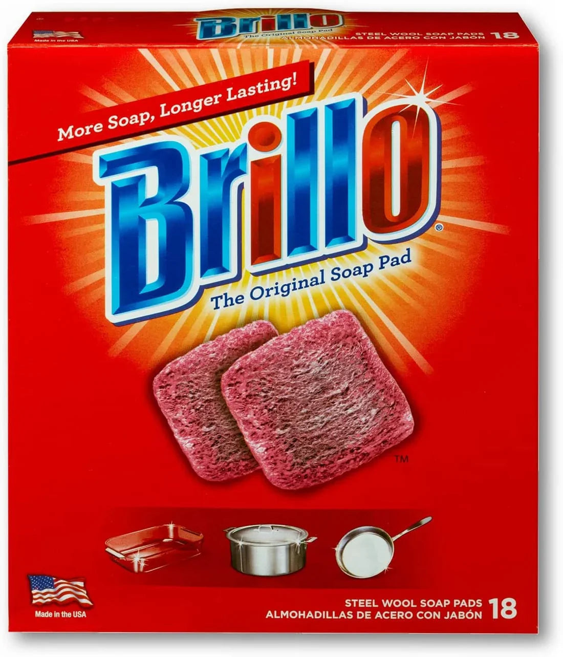 Brillo Steel Wool Soap Pads Red - 18ct/12pk - A1 WHOLESALE LLC wholesale supplier Aonecostumer