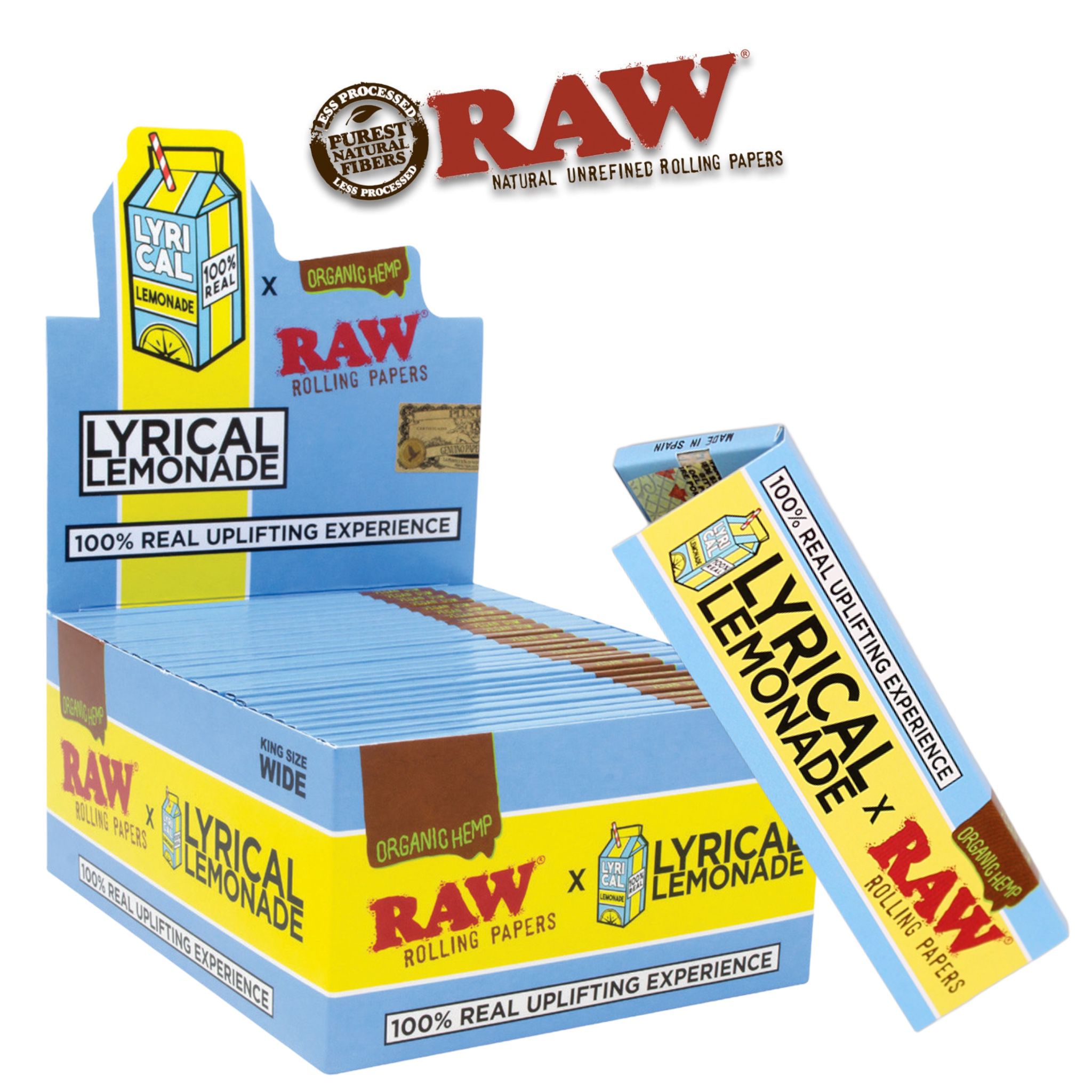 Raw Lyrical Lemonade Organic Papers KING WIDE-24ct - Rolling Papers Raw wholesale supplier Aonecostumer
