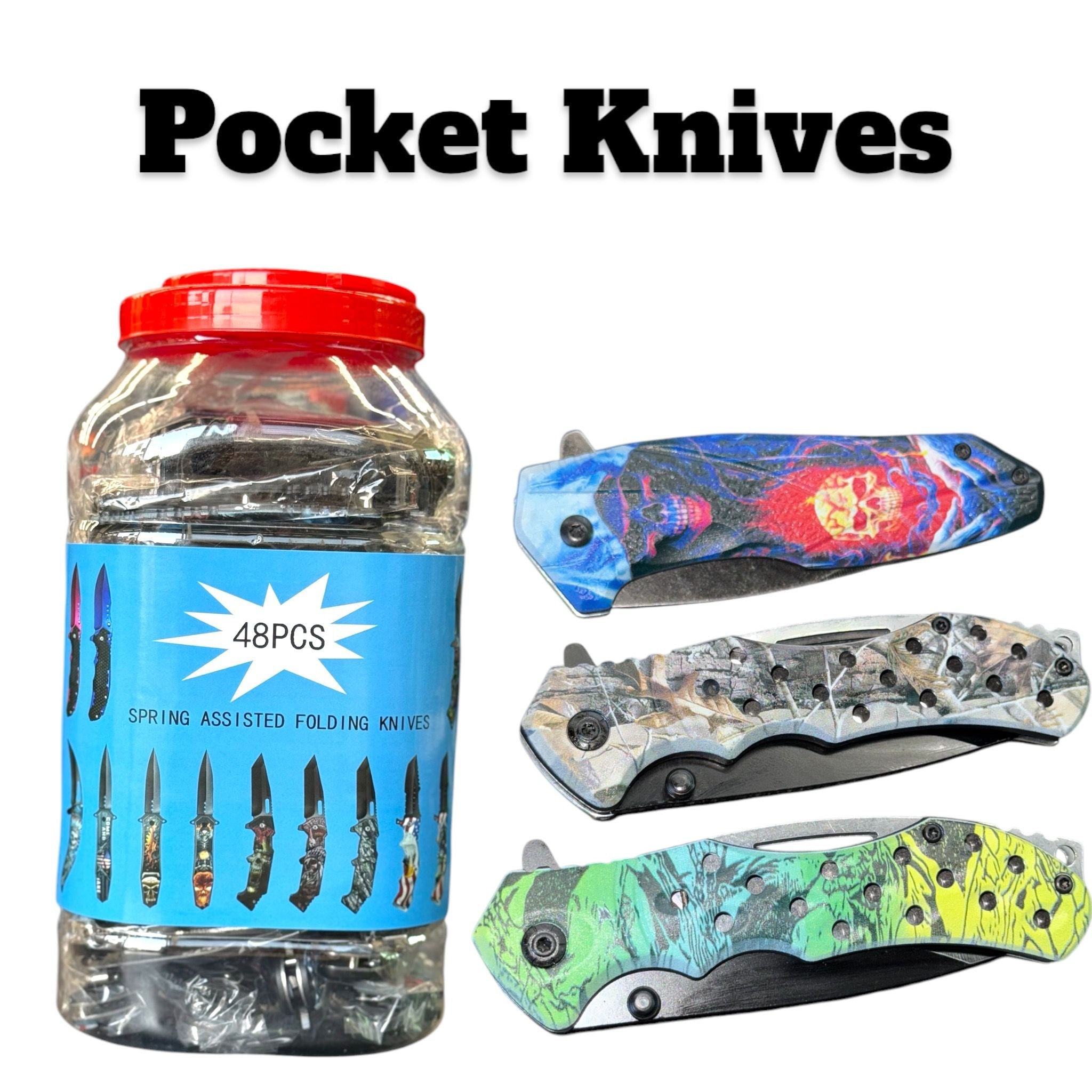 Folding Knives Jar- 48ct - Personal Use SoCAL Distro LLC wholesale supplier Aonecostumer
