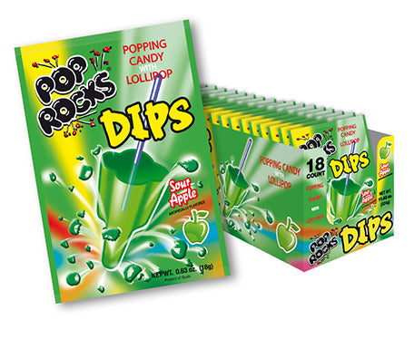 Pop Rocks Dips Sour Apple .63 oz (18 Packs Per Box) - UsaCandyWholesale.Com wholesale supplier Aonecostumer