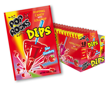 Pop Rocks Dips Sour Strawberry .63 oz (18 Packs Per Box) - UsaCandyWholesale.Com wholesale supplier Aonecostumer