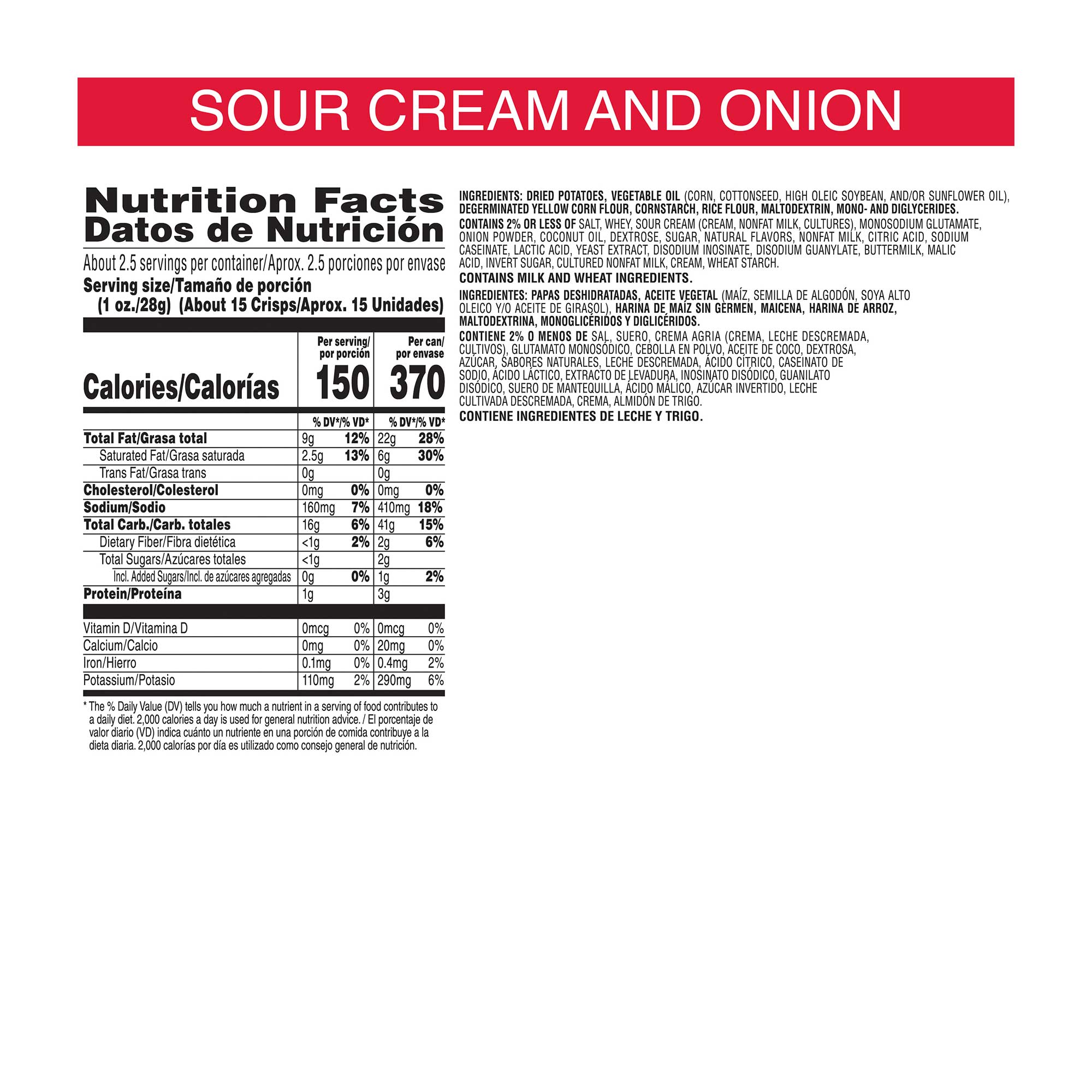 Pringles Sour Cream and Onion Potato Crisps Chips ( 2.5 Ounce, 12 Count )