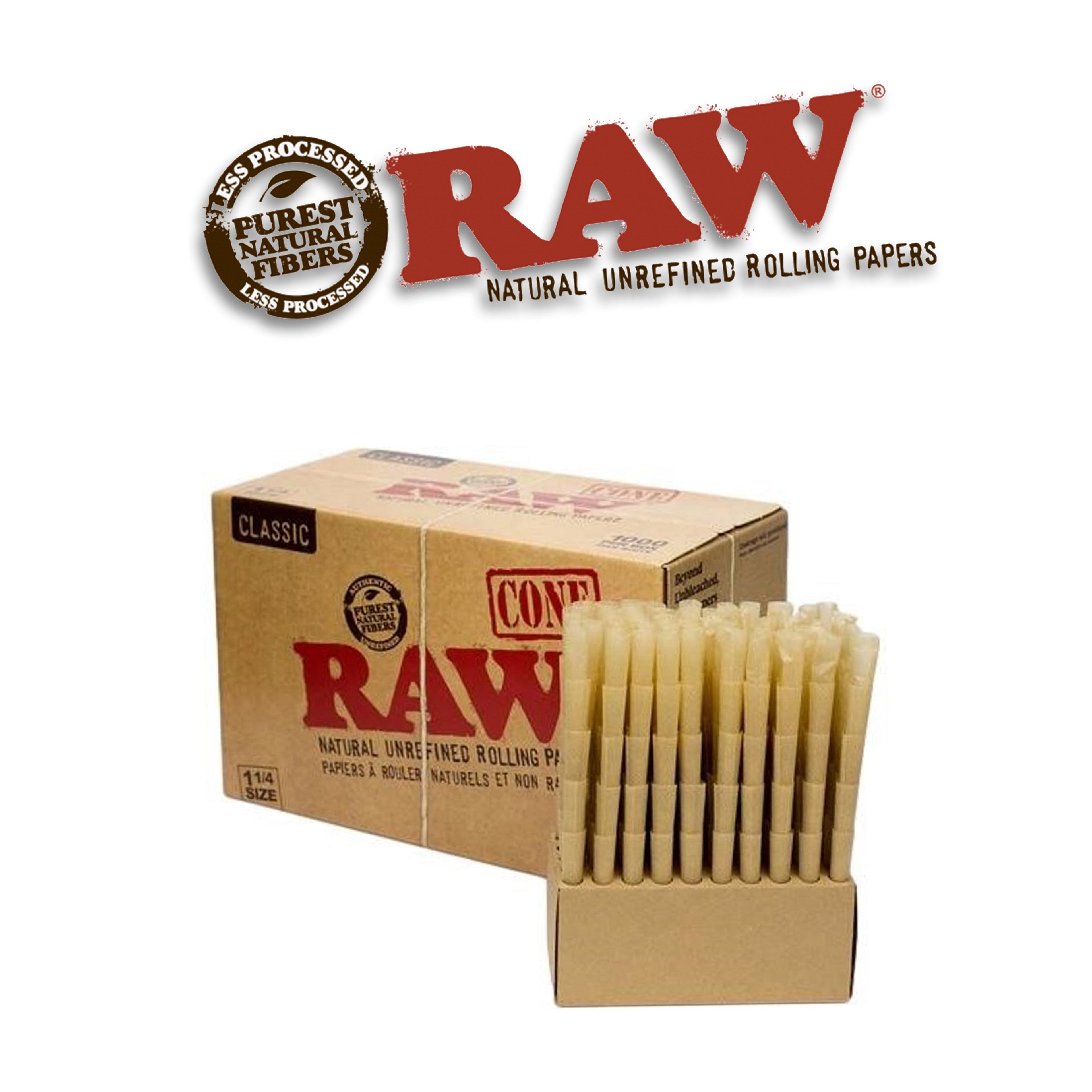 Raw Classic 1 1/4 Pre-Rolled Cone Bulk Display- 1000ct - Rolling Papers Raw wholesale supplier Aonecostumer