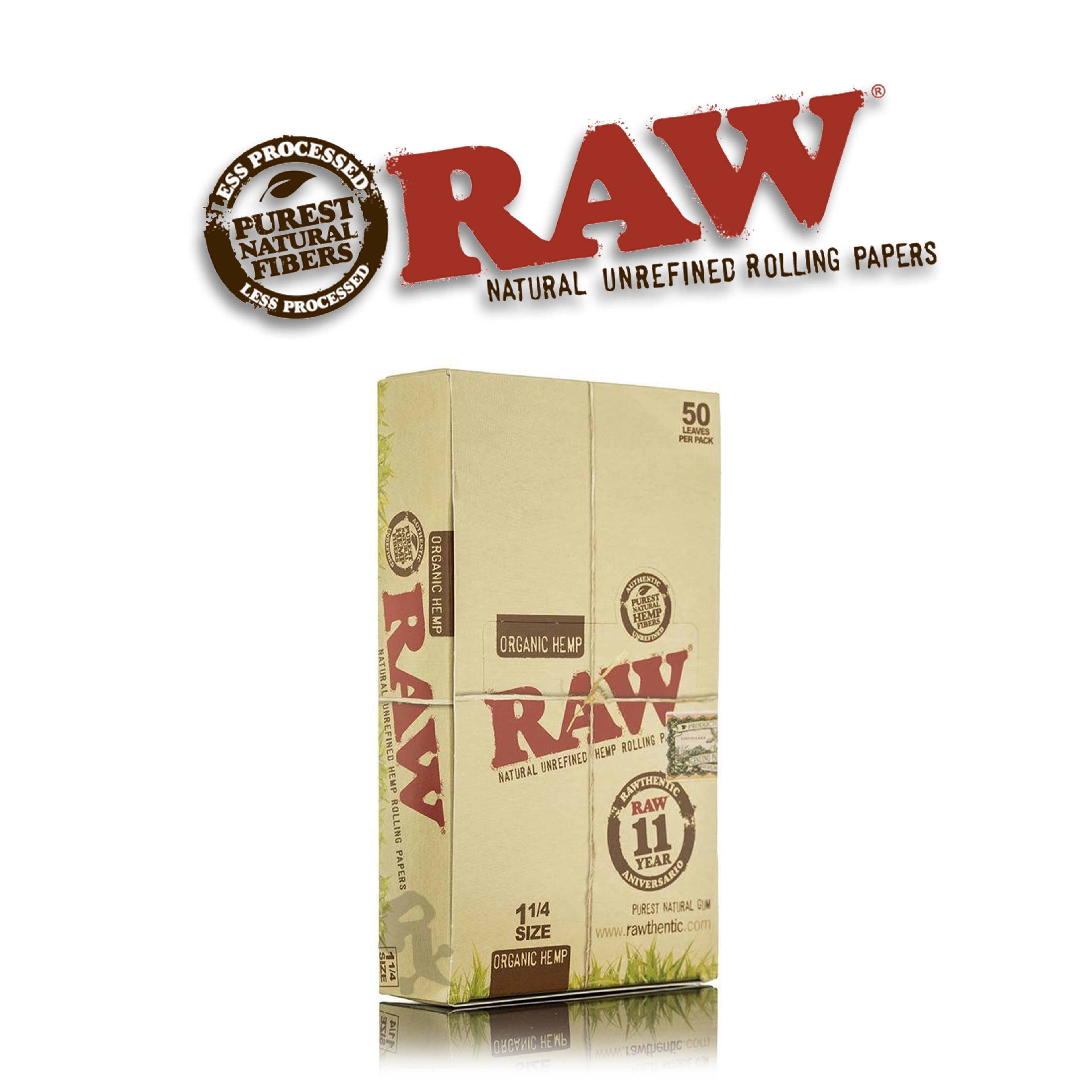 Raw Organic Hemp Rolling Papers 1 1/4- 24pk Display - Rolling Papers Raw wholesale supplier Aonecostumer
