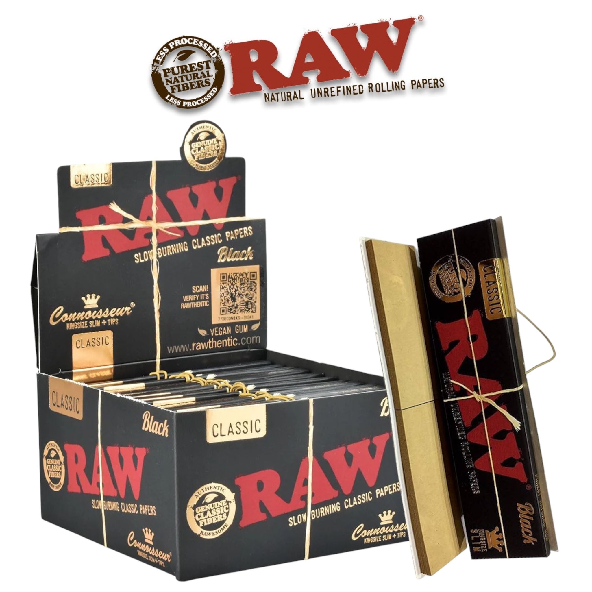 Raw Black Classic Connoisseur KING + TIPS-24ct - Rolling Papers Raw wholesale supplier Aonecostumer