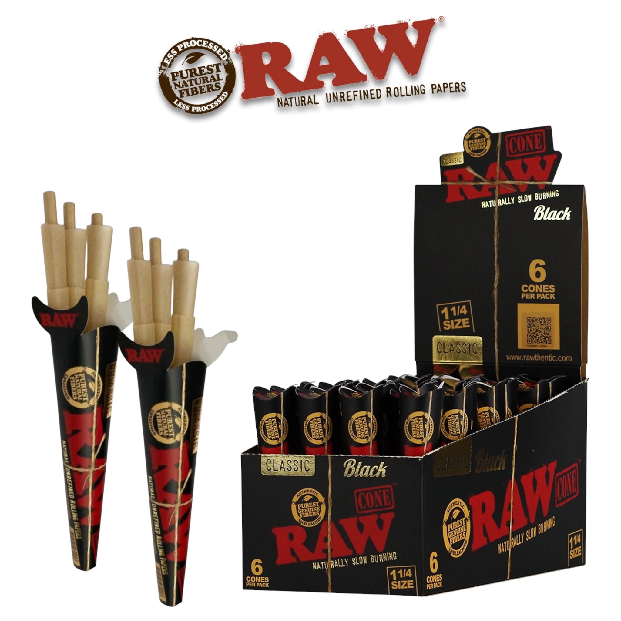 Raw Black Cone 1 1/4 6pk-32ct - Rolling Papers Raw wholesale supplier Aonecostumer