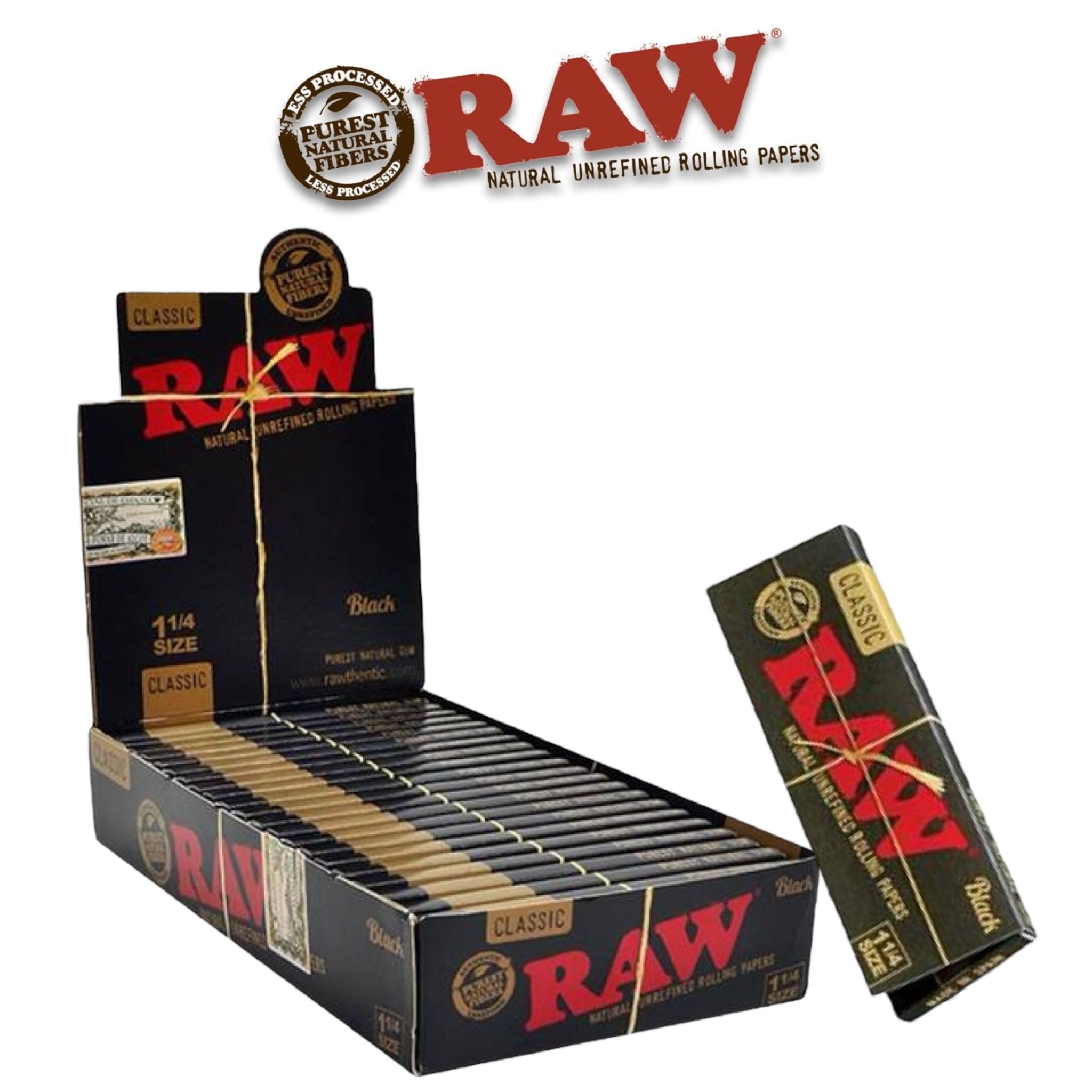 Raw Black Papers 1 1/4- 24ct - Rolling Papers Raw wholesale supplier Aonecostumer