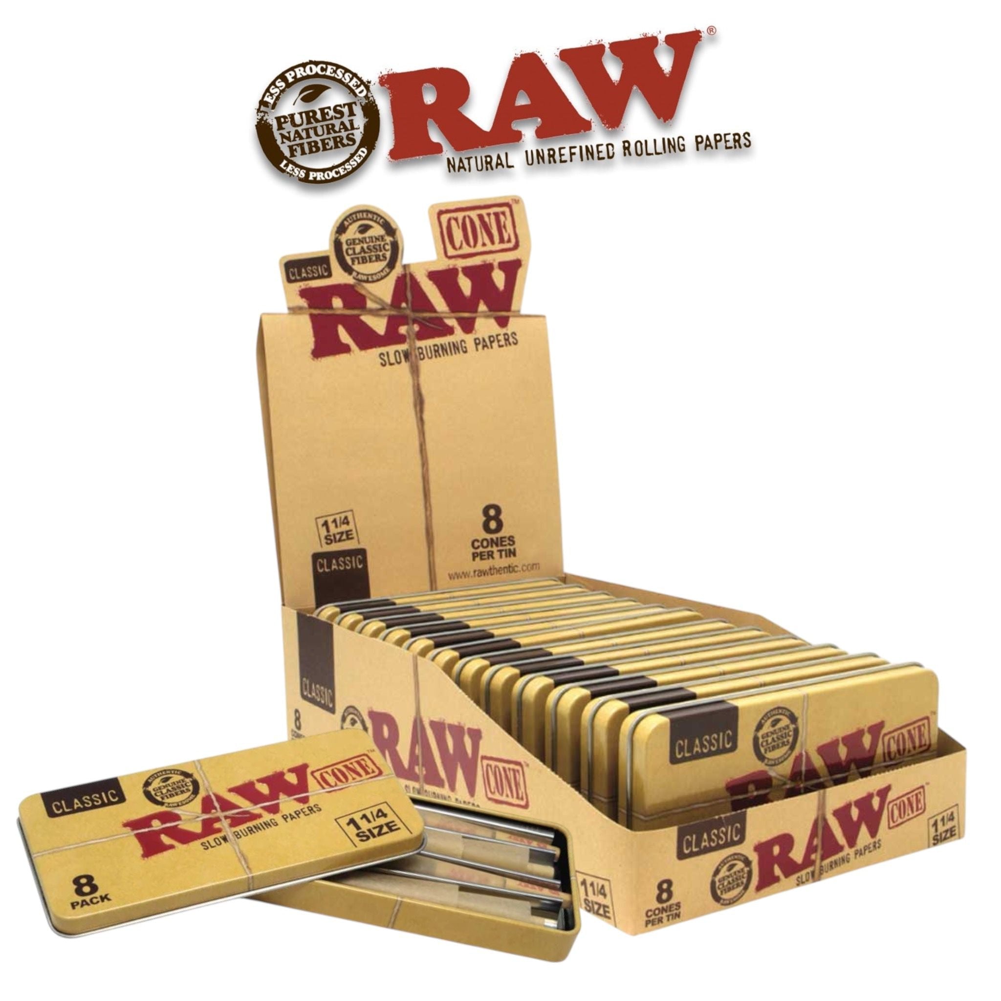 Raw Classic TIN Cone 1 1/4-8ct - Rolling Papers Raw wholesale supplier Aonecostumer
