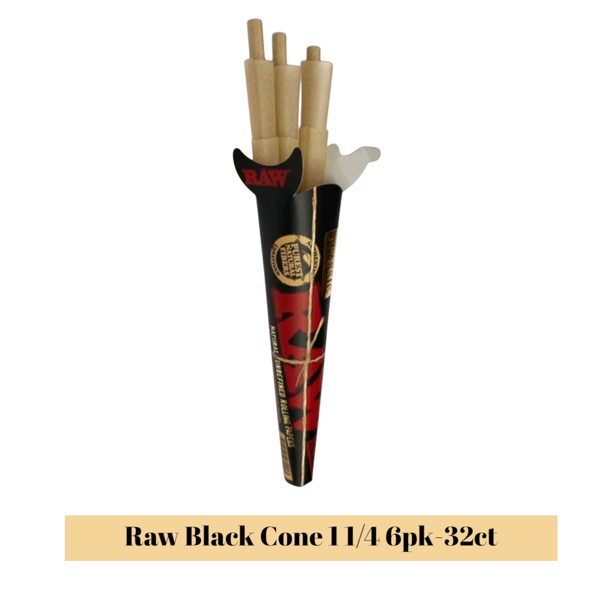 Raw Black Cone 1 1/4 6pk-32ct - Rolling Papers Raw wholesale supplier Aonecostumer