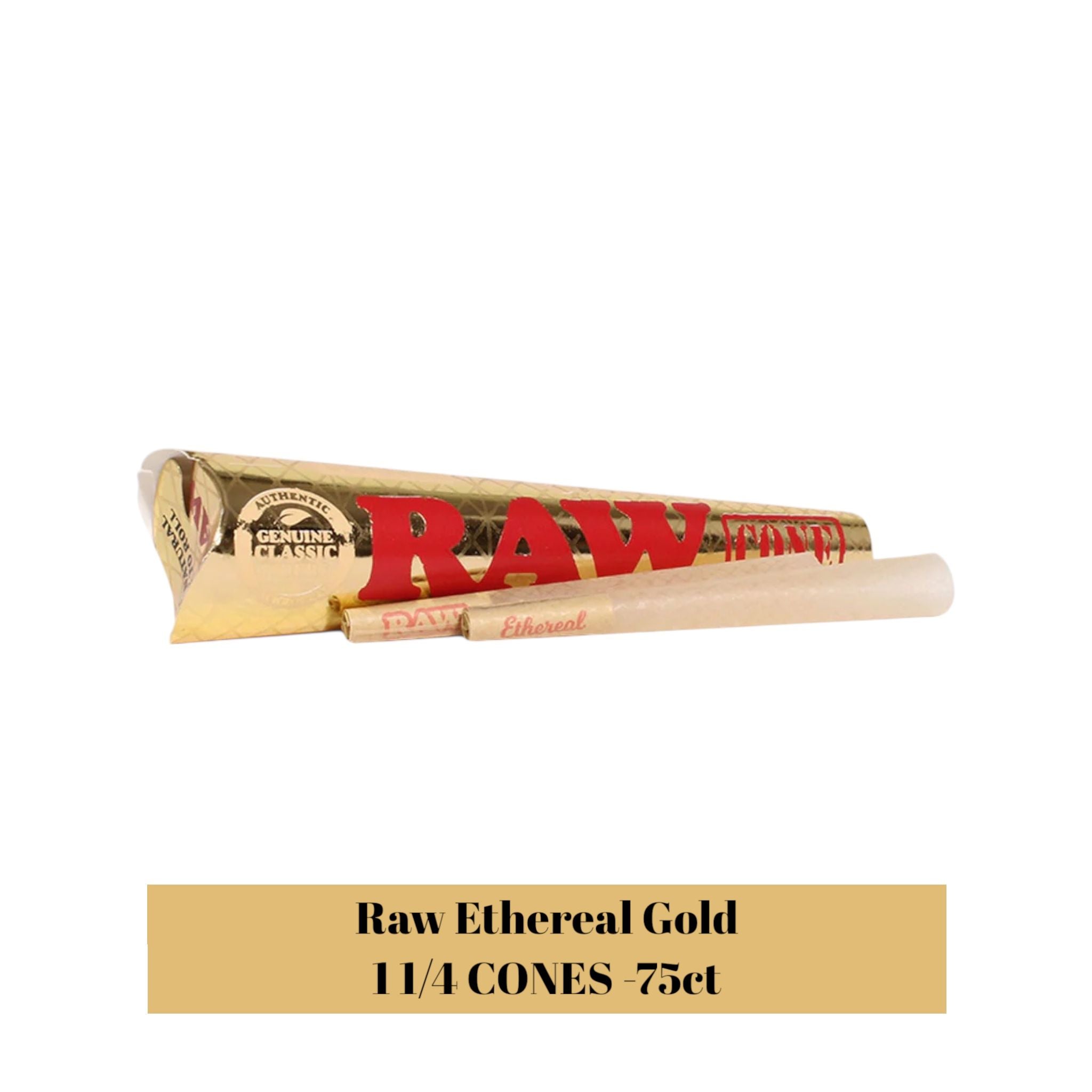 Raw Ethereal CONES Gold 1 1/4 -75ct - Rolling Papers Raw wholesale supplier Aonecostumer