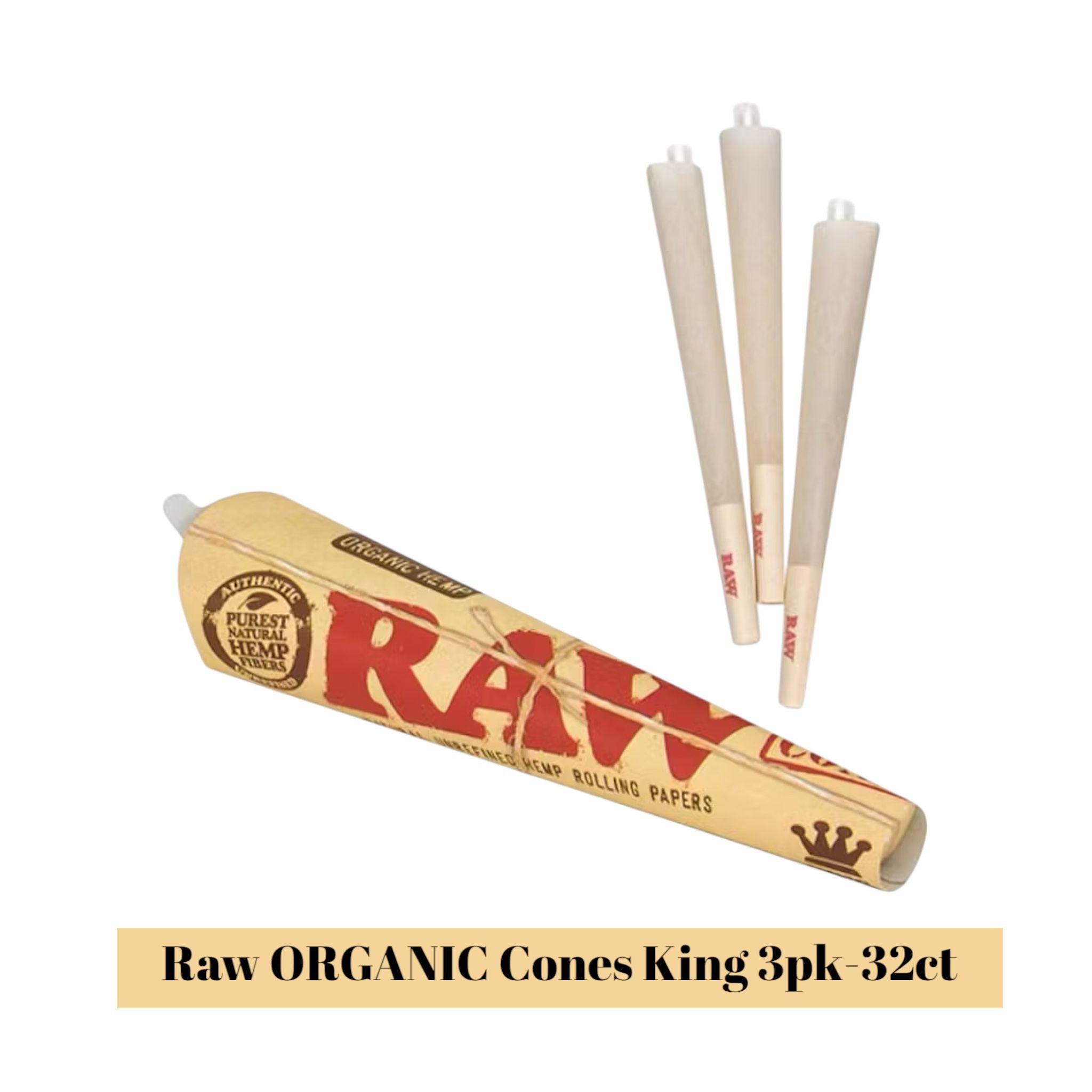 Raw ORGANIC Cones King 3pk-32ct - Rolling Papers Raw wholesale supplier Aonecostumer