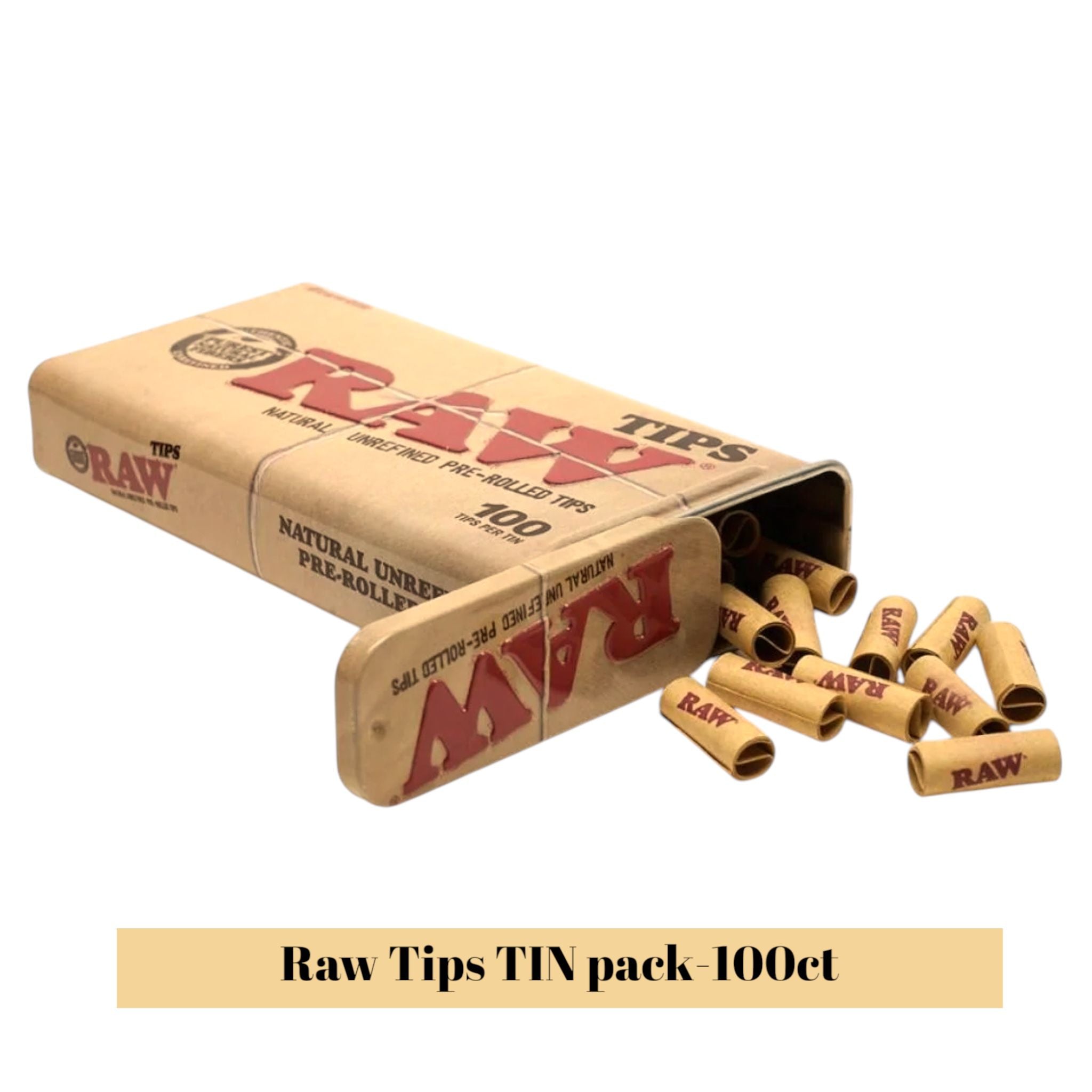 Raw Tips TIN pack-100ct - Rolling Papers Raw wholesale supplier Aonecostumer