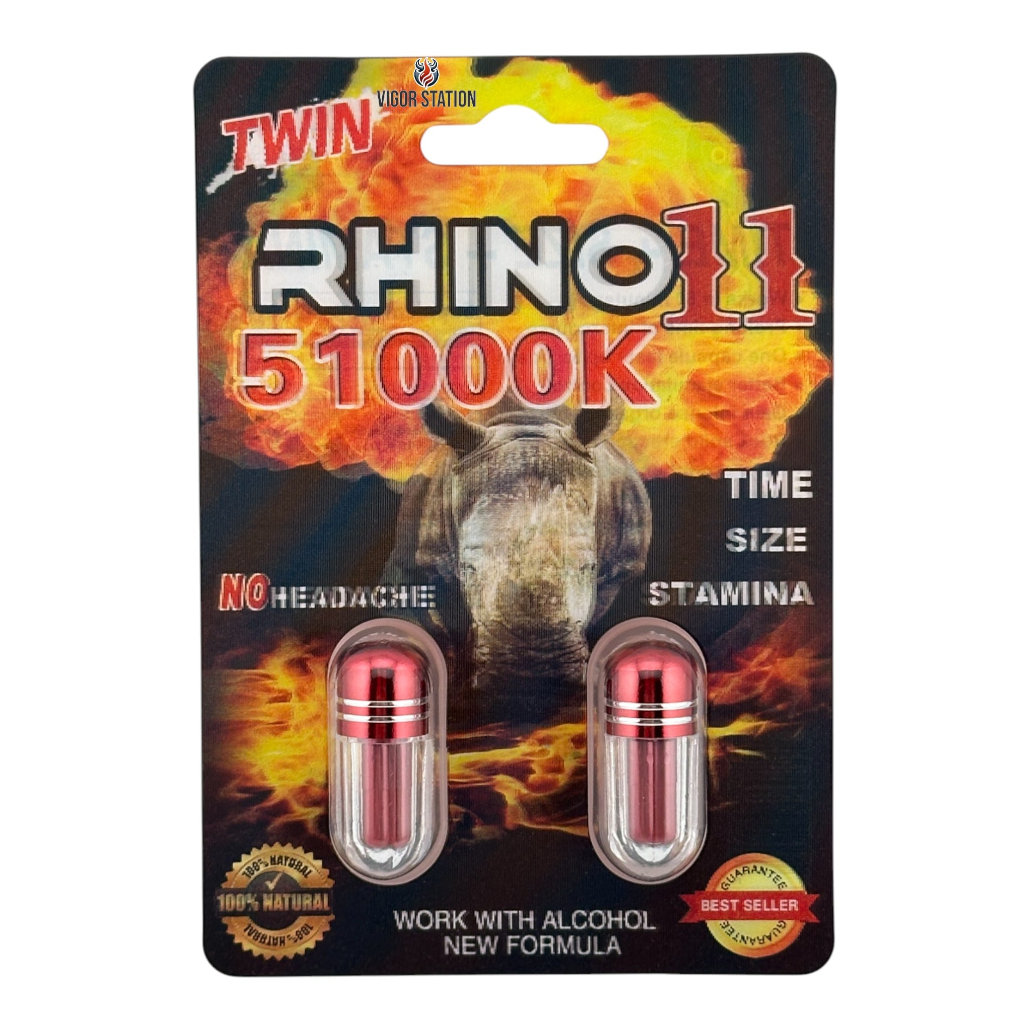 Rhino 11 51000K – Twin Pack (2 Capsules) - Pills Rhino wholesale supplier Aonecostumer