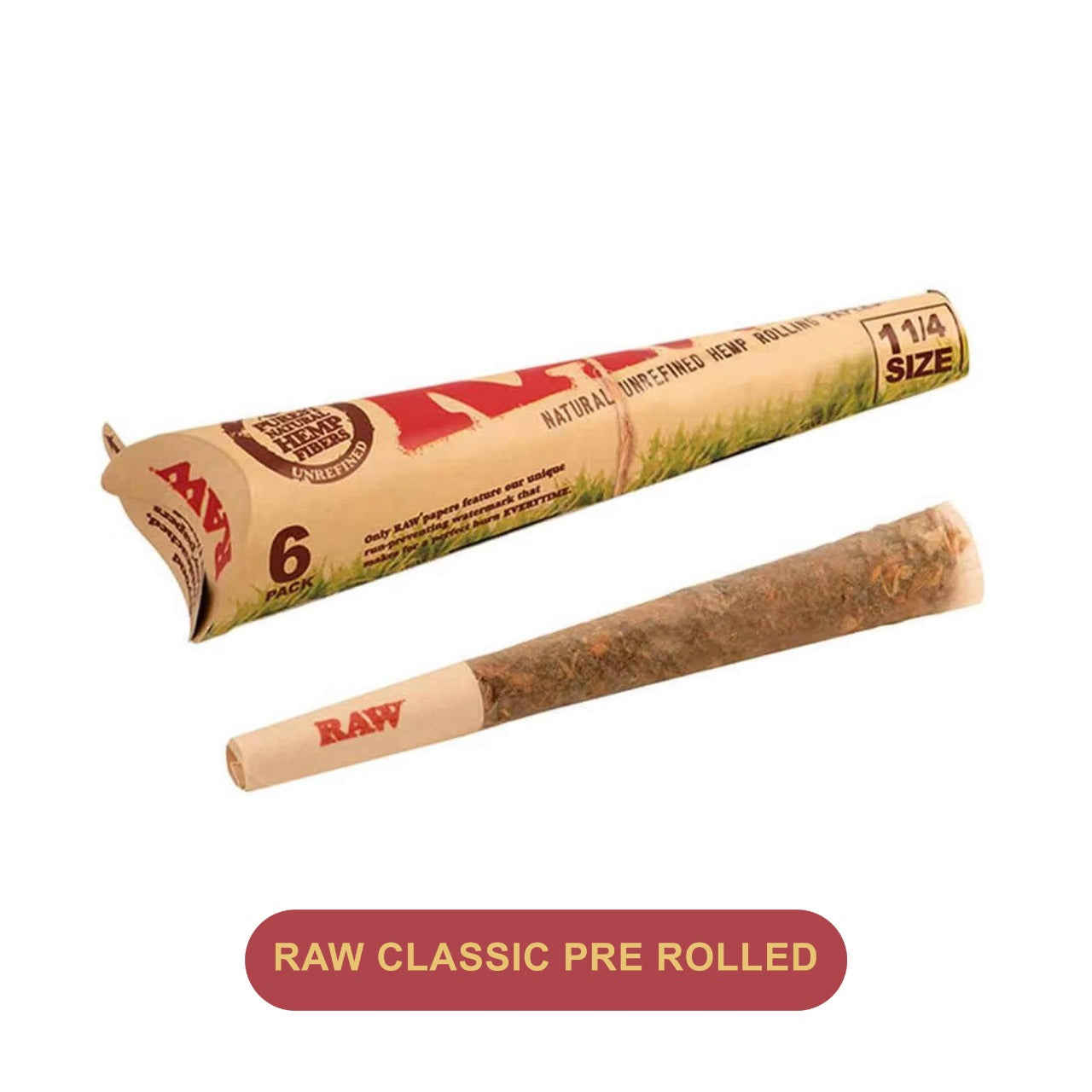 Raw Cones Pre-Rolled Classic 1 1/4 Size 6pack- 32ct - Rolling Papers Raw wholesale supplier Aonecostumer