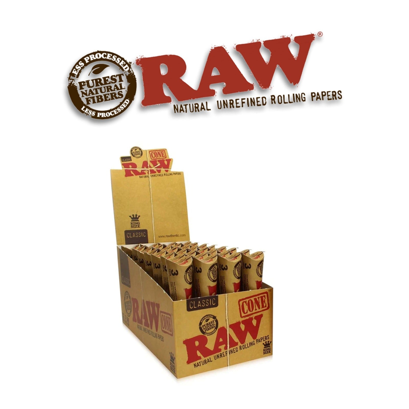 Raw Classic Cone Display King 3pk- 32ct Display - Rolling Papers Raw wholesale supplier Aonecostumer