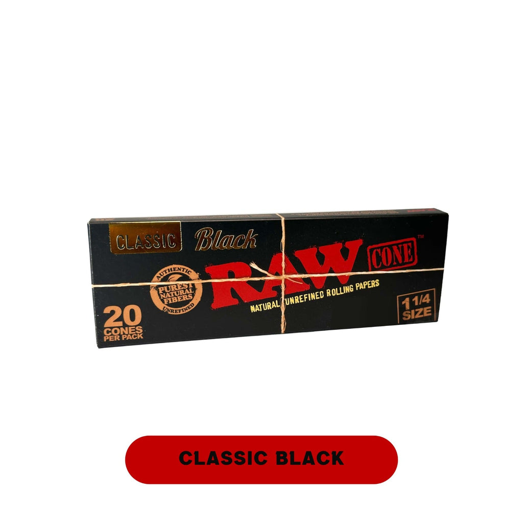 Raw Classic Black Cone 1 1/4 20pk-12ct - Rolling Papers Raw wholesale supplier Aonecostumer
