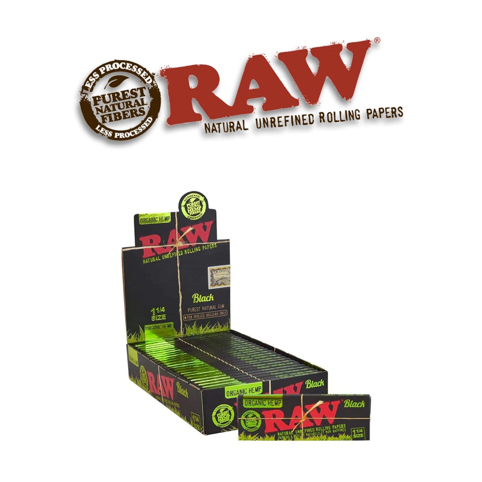 Raw Black Organic Papers 1 1/4- 24ct - Rolling Papers Raw wholesale supplier Aonecostumer