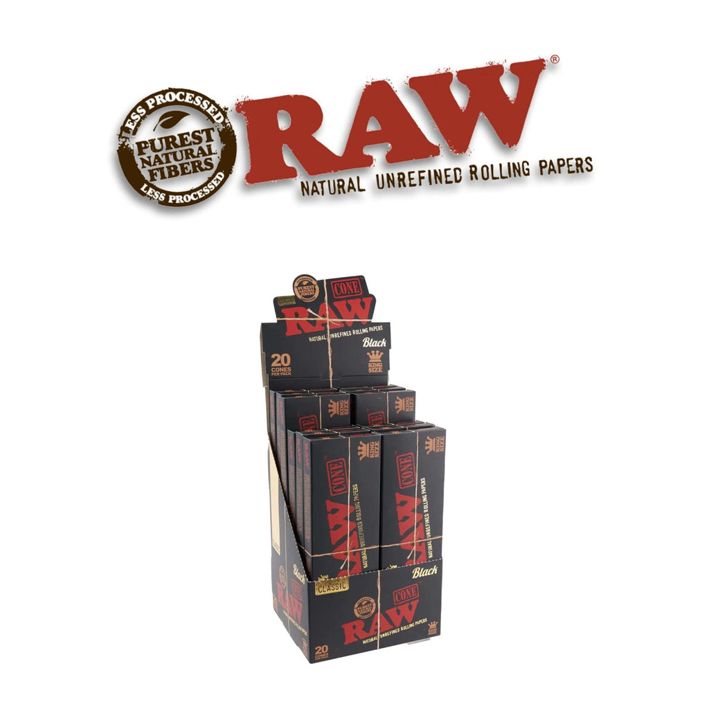 Raw Classic Black Cone King 20pk-12ct - Rolling Papers Raw wholesale supplier Aonecostumer