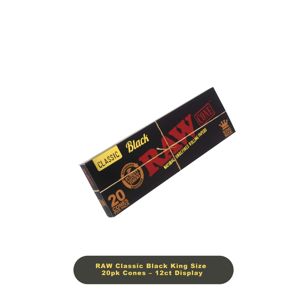 Raw Classic Black Cone King 20pk-12ct - Rolling Papers Raw wholesale supplier Aonecostumer
