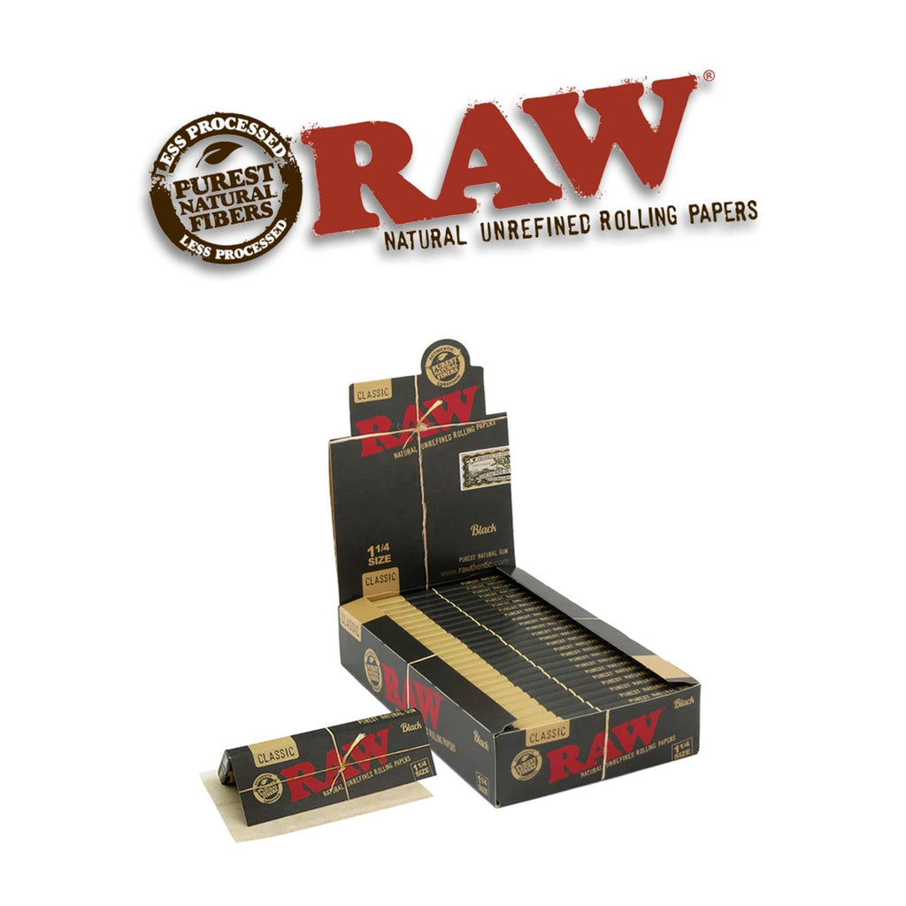 Raw Black Rolling Papers 1 1/4- 24ct - Rolling Papers Raw wholesale supplier Aonecostumer