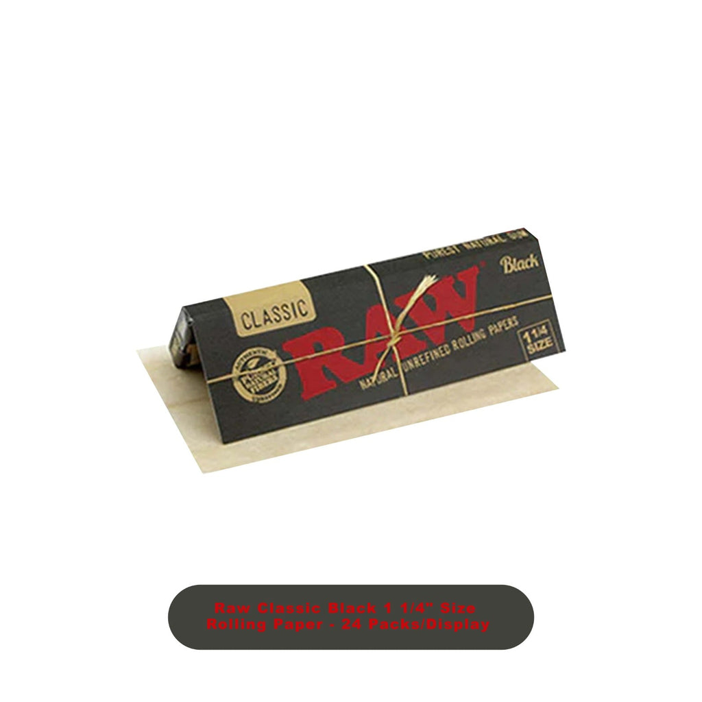 Raw Black Rolling Papers 1 1/4- 24ct - Rolling Papers Raw wholesale supplier Aonecostumer