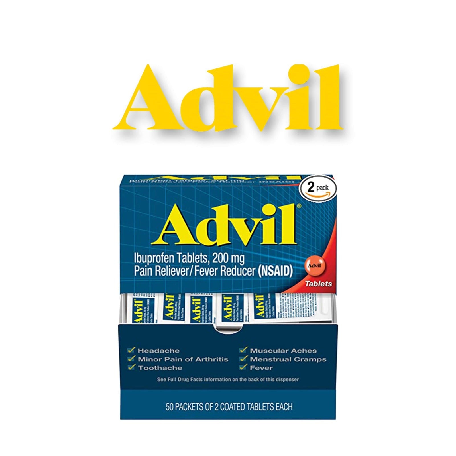 Advil Caps 2pk- 50ct - Medicine Advil wholesale supplier Aonecostumer