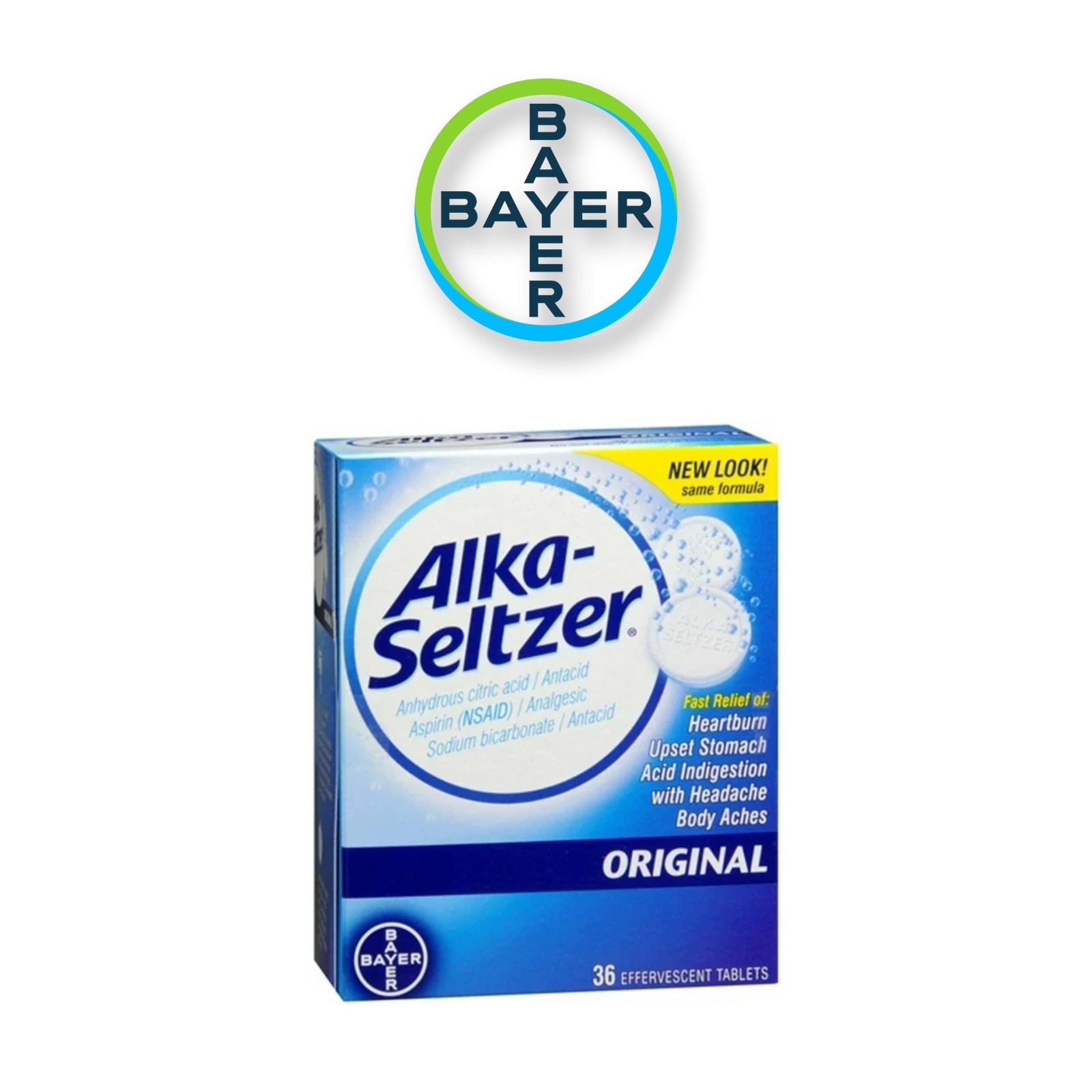 Alka Seltzer Antacid Aspirin Original 2pk- 36ct - Medicine Bayer wholesale supplier Aonecostumer