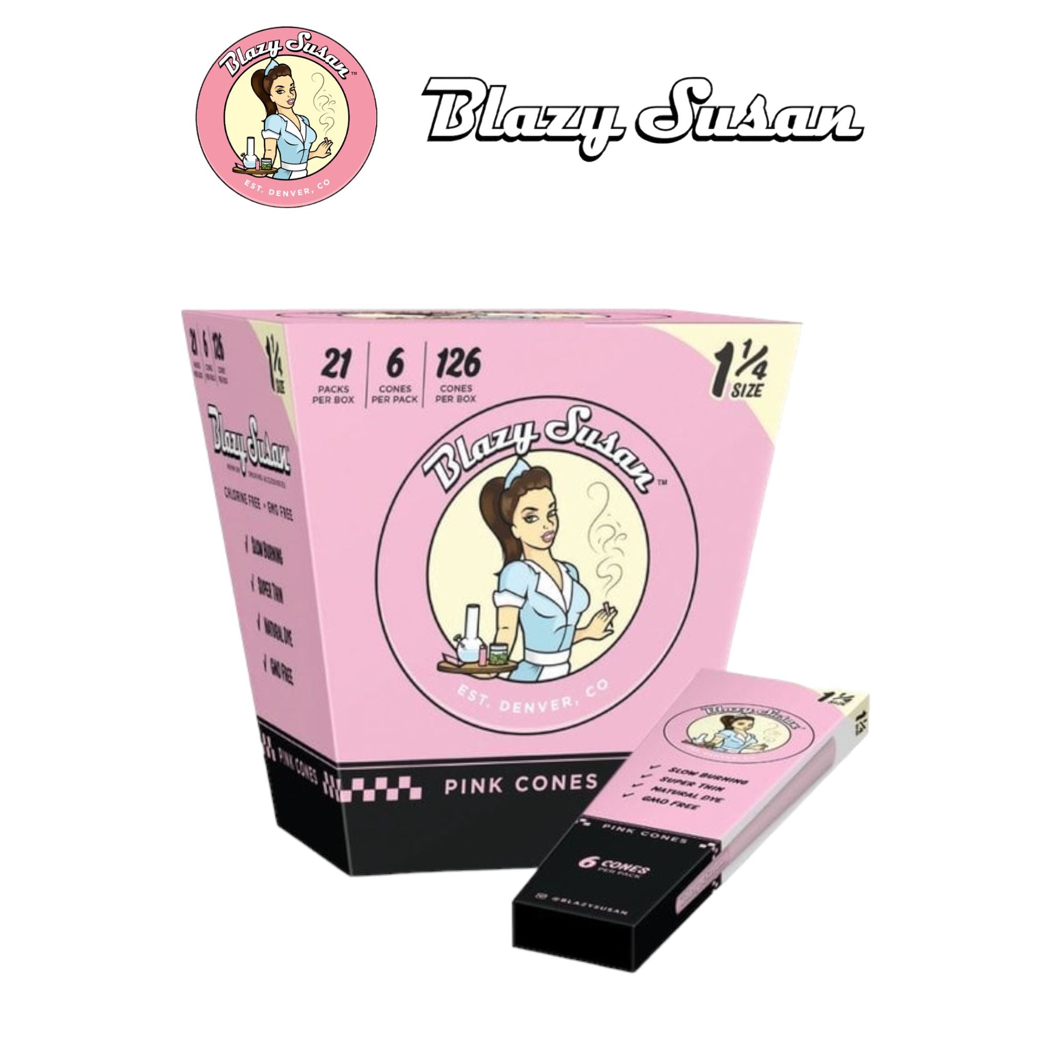 Blazy Susan Cones 1/14 6pk - Rolling Papers Blazy Susan wholesale supplier Aonecostumer