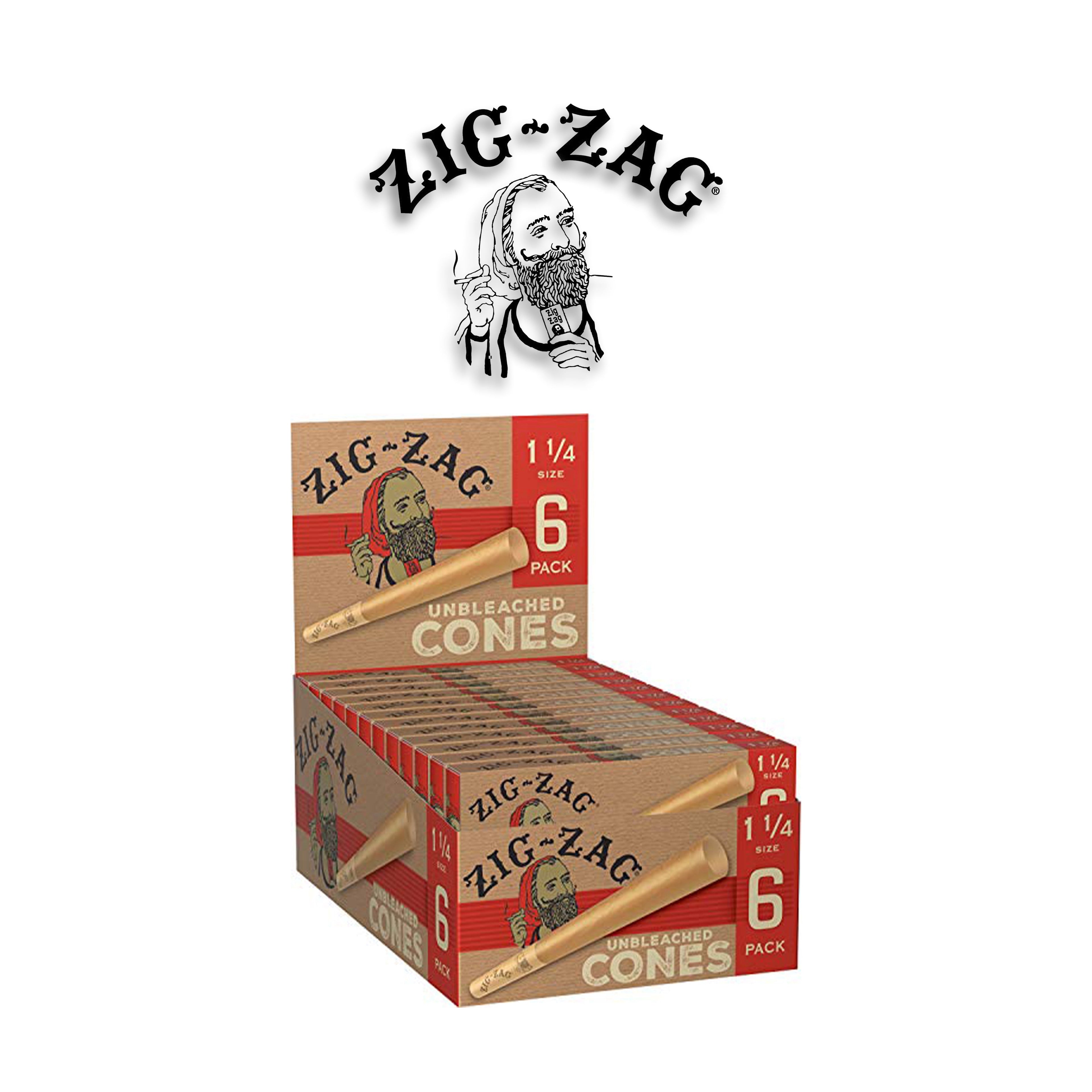 Zig Zag Cone Unbleached 1 1/4 6pk-24ct - Rolling Papers Zig Zag wholesale supplier Aonecostumer
